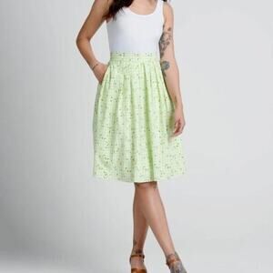 NWT Modcloth Imagine the Possibilities Skirt Green Checkered Floral Size 12